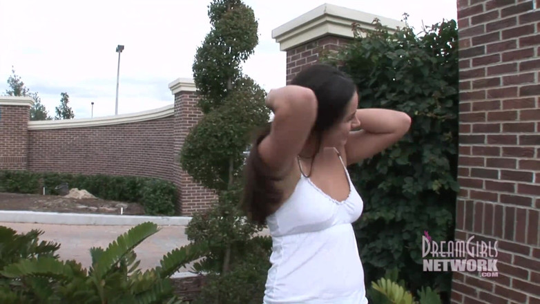 Dream Girls: Adorable brunette gets naked in backseat