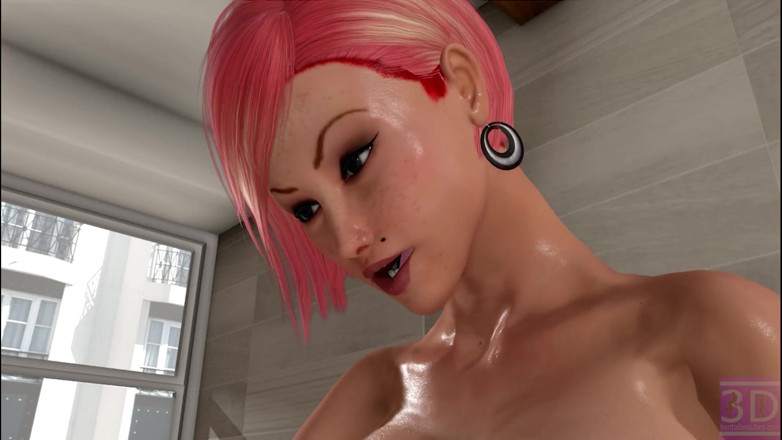 3D Hentai Beauties - Futa Edition: Scopata di tette in bagno