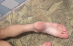 On My Knees in Bathroom Toes and Bottoms up