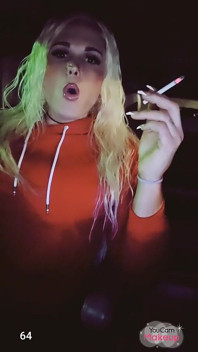 Hot Tranny Smoking 120's in Public