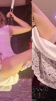 TS ลิลลี่ โซฟี่ เย็ด Fleshlight ในสลิงแล้วแตก