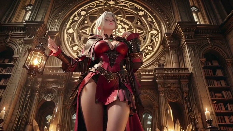 Seraphina Vale: The Ice Queen's White Fantasy Red Armor, Wet Skin &amp; Sensual...