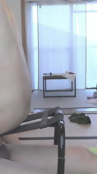 Outdoor Tease, Balcony Scene with a Striking Married Woman, Risky Exposure Vibe as Passersby Might Notice