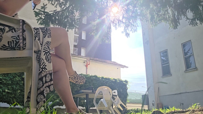 Nicoletta Embassi: Hot Sun in the Garden Minimal Bikini, Camouflage Sandals and...