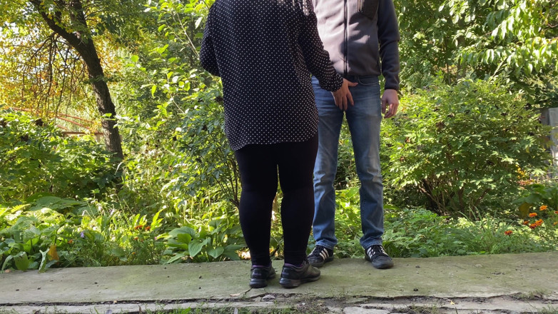 OurFetishLife: Milf licked my cock outside after pissing