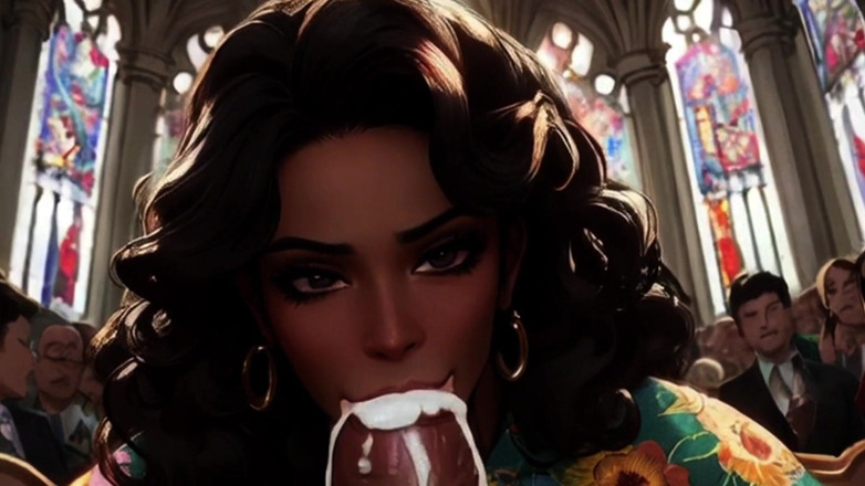 Spicy Toons: Seksowna kobieta bawi się moim kutasem w kościele ....