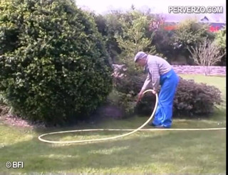 Experienced Men in Control: Busty blonde rammed by her boyfriend and old gardener