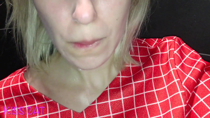 KissCat: McDonald's public doggy & blowjob with cum on tits in toilet