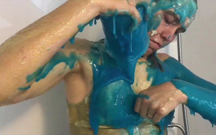 Wamgirlx: Oiled and creamed girl gunged in the caravan