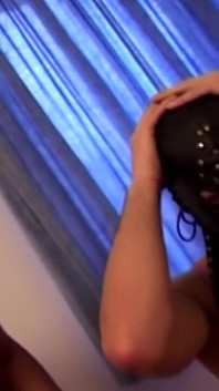 Masked Slave Whipped Red and Cock Teased by Horny Mistresses