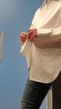 Takes off Her Underwear and Puts on Skinny Jeans and Shirt