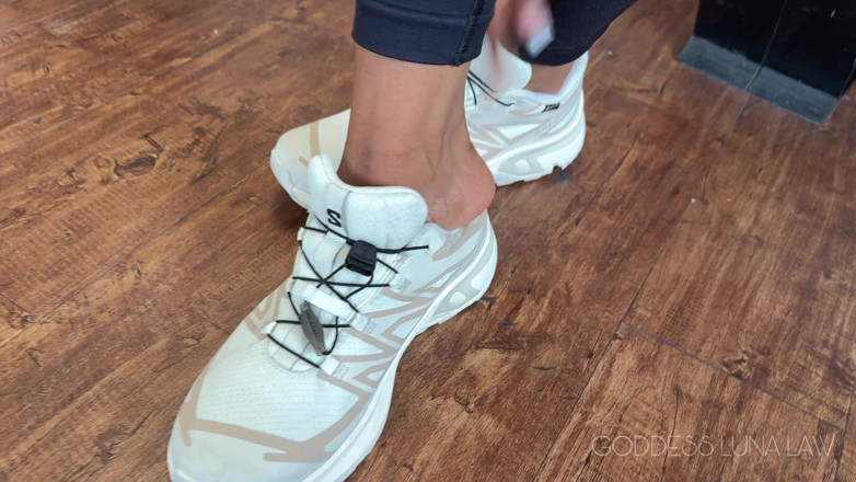 Goddess Luna Law: Airport Stinky Feet Tease POV - Ebony Feet