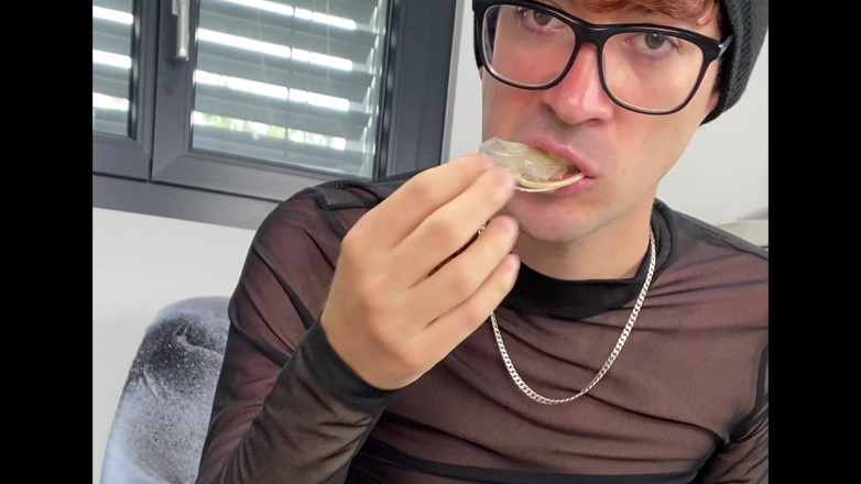 Gabriel Faggot: Hot Gabriel Pleasuring Himself and Eating His Cum!