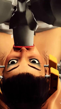Cyborg sexual sci-fi fute tare o brunetă sexy în zona de restricționare