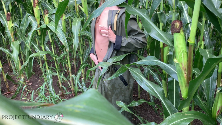 Projectsexdiary: Risky nature cornfield sex in raincoat