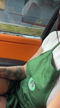 Horny Tattooed Barista Eats Teddy Tarantino's Cock in the Car on Her Break