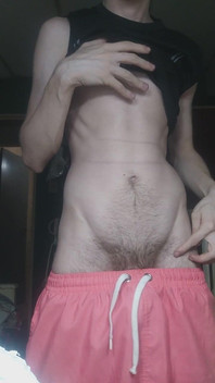 Skinny Boy Teasing His Abs on Camera