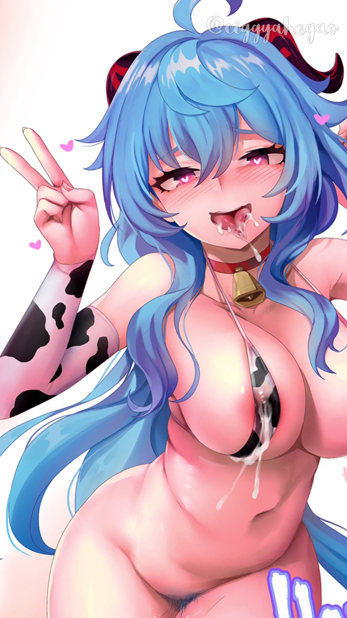 CiggyAhegao: Cowkini Jalang Ganyu Dikongkek Silikon Cococunt &amp; Bred 65cm Mini Hentai Seks...