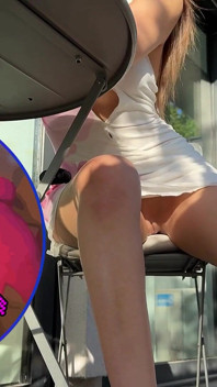 Hot Brunette New Petite Wife Flashes Her No Panties Shaved Pussy Outdoors on the Balcony to the Neighbors