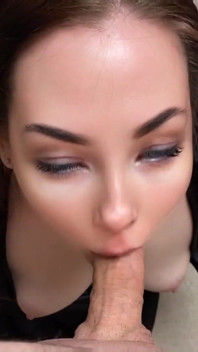 My Sweet Girl Gets Cum on Her Face! Blowjob with Red Nails