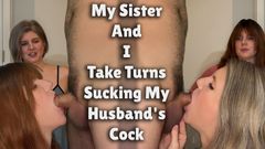Housewife Ginger: My Twinnie and I Take Turns Sucking Hubby's Cock
