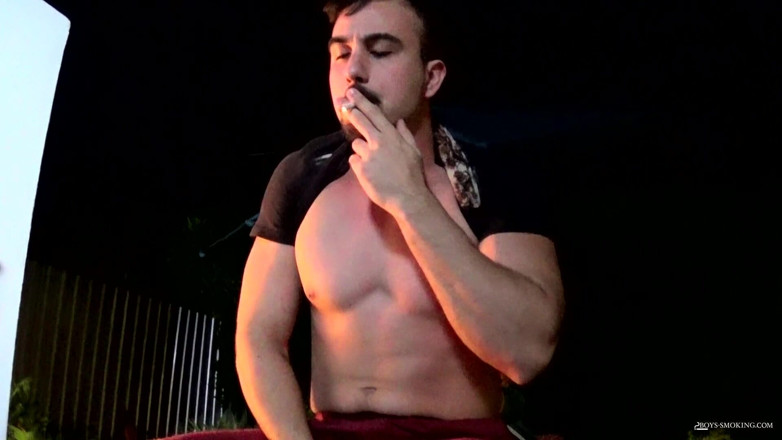 Boys Smoking: Big Guy Mason Smoking in the Garden