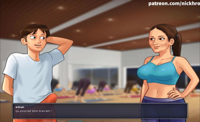 Cartoon Universal: Summertime Saga bahagian 1 - pelajaran yoga yang boner (submisif Perancis )