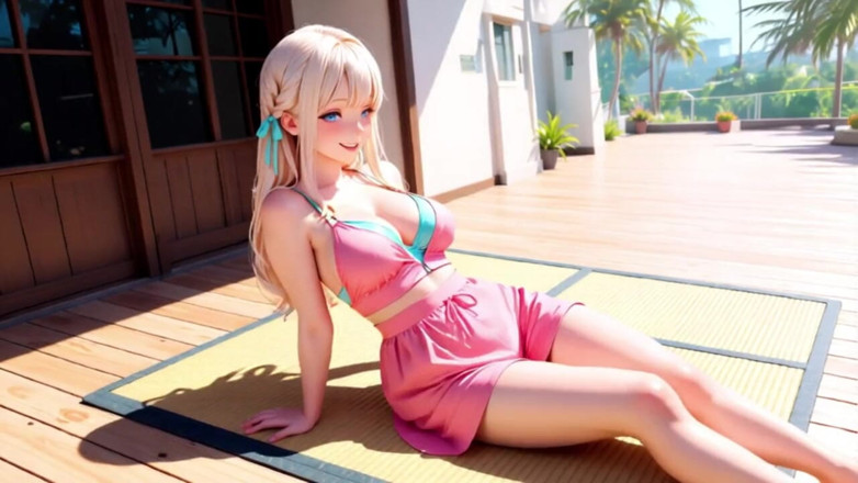 Tay Swift X: Beautés blondes, masturbation privée sur la terrasse tropicale ensoleillée, de...