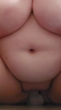 BBW Rides Dildo in Shower and Gets All Wet