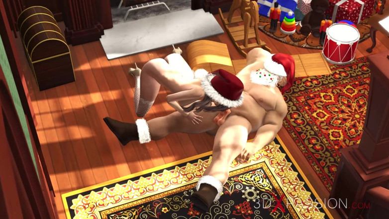 3dxpassion: Santa Claus juega con una chica nerd super linda