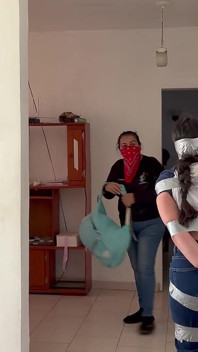 Fantasizing 18-year-old Taped & Gagged by Masked MILF