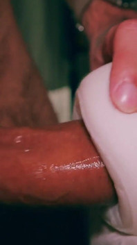 Closeup Asmr Beautiful Big Uncut Cock Fucking Fleshlight and Shooting a Big Cum Load