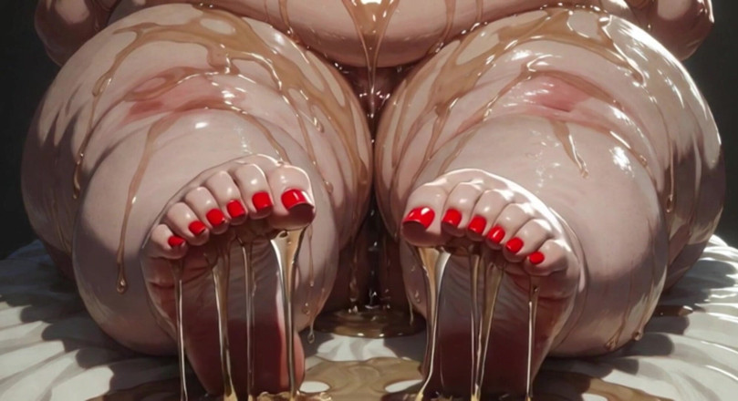 YOUR BEST FANTASY: Obese SSBBW Massaging Her Huge Oiled Feet - Close up Big...