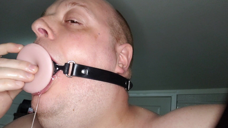 Charlieboy69: Deepthroating a 7 Inch Dildo with Mouth Gag Ring