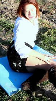 Redhead Smoking and Showing Her Ass, Legs and Pussy in Pantyhose