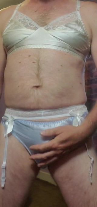 Fantasies in Lingerie: Great Cum Shot Wearing My Blue Silk Panties