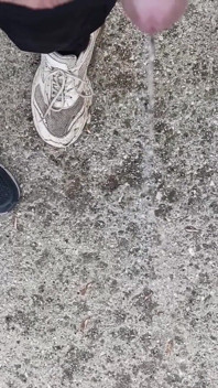 Friend Is Holding My Cock While Im Peeing on the Ground Outdoor