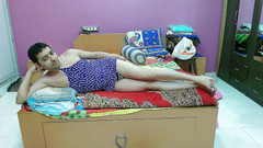 Cute & Nude Crossdresser: Seksowne maminsynek crossdresser femboy Sweet Lollipop w tank top i...