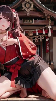 Taboo First Encounter at the Shrine, Kneeling in the Corridor While Stroking Her Hair