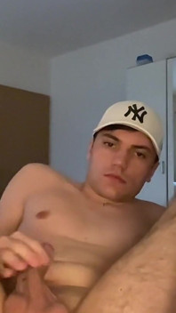 Horny Twink Plays with His Pussy and Cums in White Socks