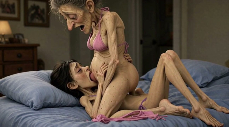 YOUR BEST FANTASY: Old Woman Rubs Her Pussy on a Young Woman
