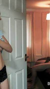 Stepdaughter Spies on Stepdad Jerking off