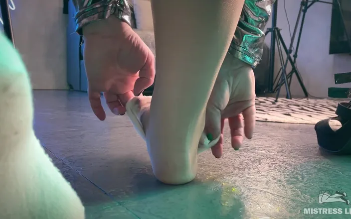 Mistress Legs: Mistress in White Socks Uses Her Foot Slave as Bedside...