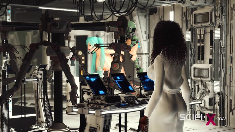 SciFi-X: Sex in a spaceship. Space busty girl in cuffs gets...