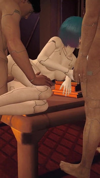 Cyberpunk robô de quatro sexo a três
