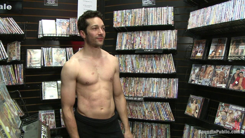 Bound in public: Hot Sex Shop Crook Fucked in the Back Arcade