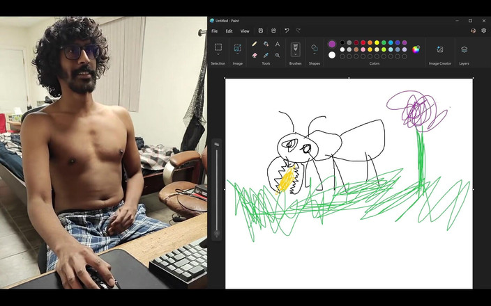 NANDgasm: Sdílení obrazovky počítače při pokusu o kreslení ant při hlazení...