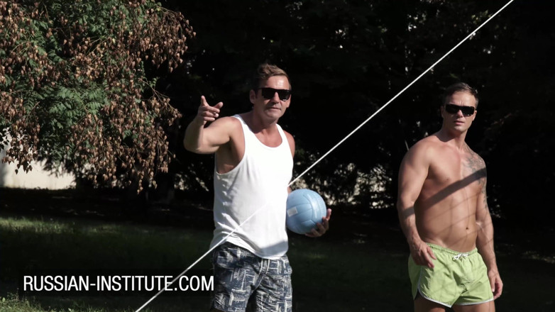 Russian Institute: Three guys for brunette Anita Bellini in the tent