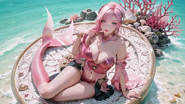 Seraphina Vale: Reina sirena rosa! Mirada privada en el palacio bajo el...