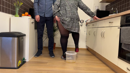 Thumbnail of Mother-in-law Took My Urine and Masturbates While Bending Over in the Kitchen